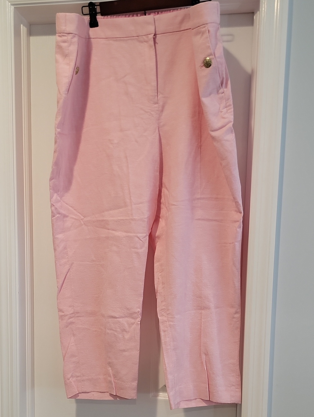J.Crew Pink Linen Pants Gold Button Detail Size 20 NWOT